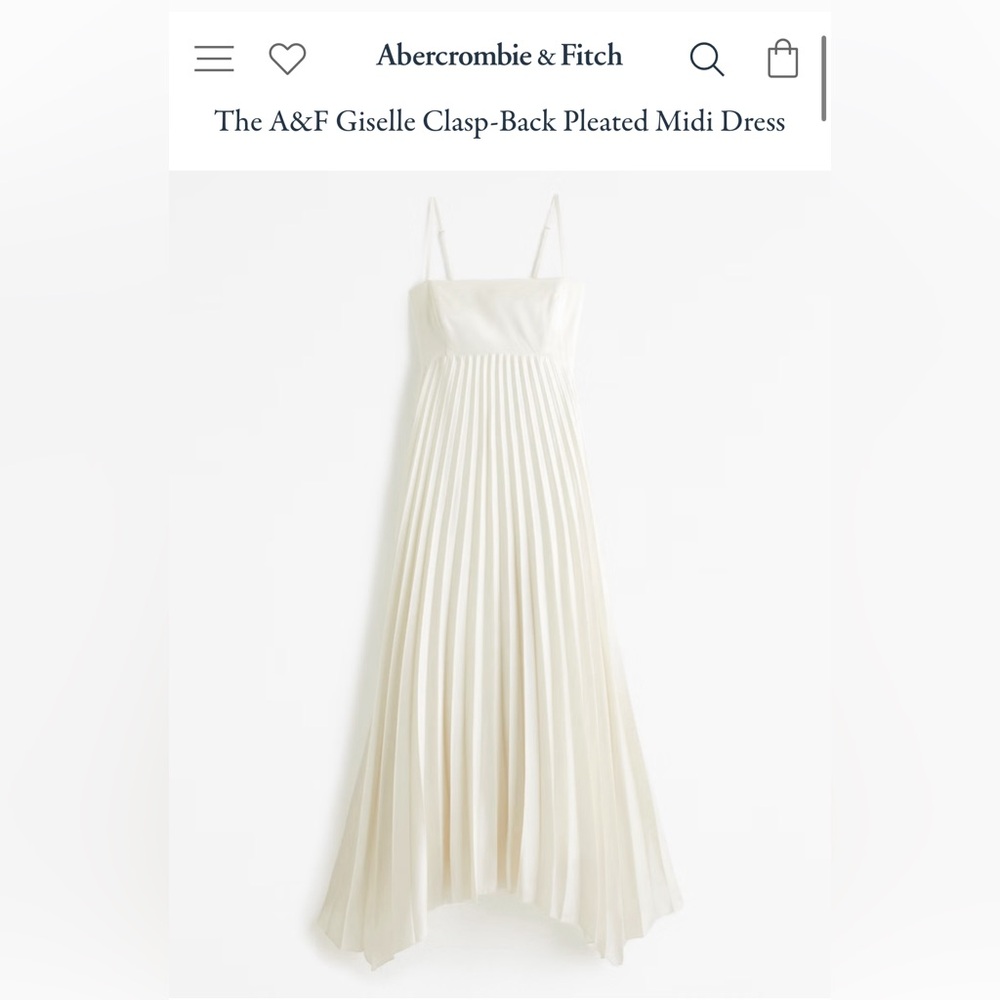 Abercrombie & Fitch Giselle Pleated Clasp-Back Dress in Cream - L - NWT